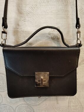 Express Black Crossbody Bag with Gold Hardware